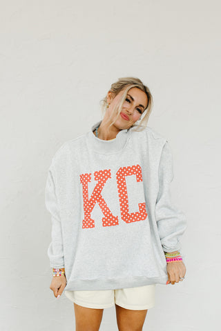 KC Polka Dot Mock Neck Sweatshirt