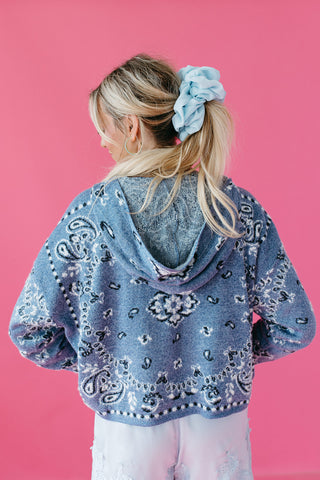 Luxee Bandana Sweater Zip Up Hoodie