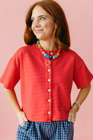 Anna Knit Stripe Button Up