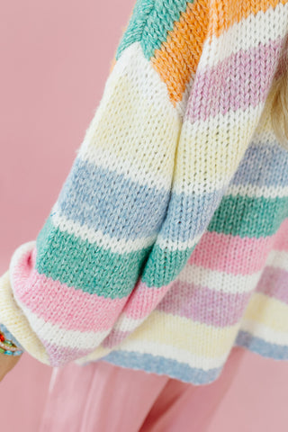 Miller Stripe Cardigan in Green/Sunkist
