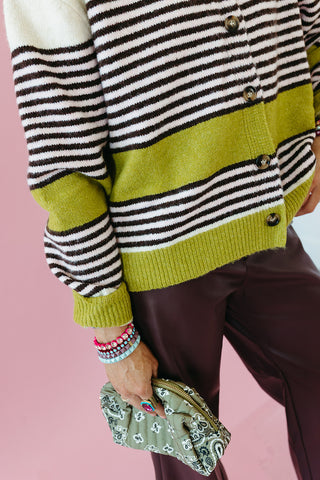 Eliza Cardigan in Avocado/Espresso