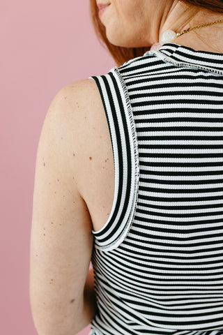 Cameron Knit Tank Top In Black/White