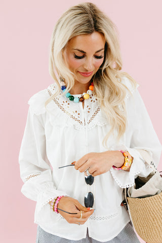 Lara Eyelet Blouse in Cream