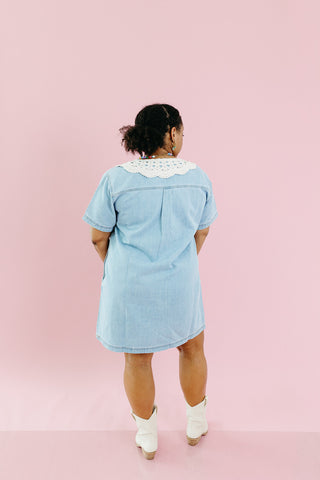 Cleo Lace Collar Denim Mini Dress
