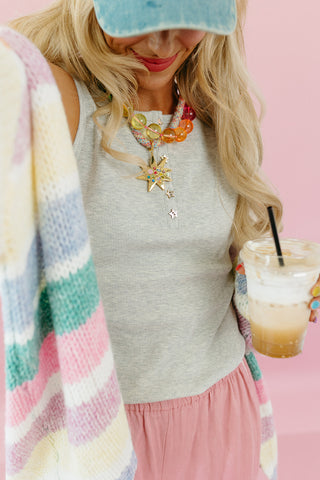 Miller Stripe Cardigan in Green/Sunkist