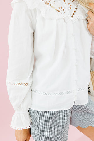 Lara Eyelet Blouse in Cream
