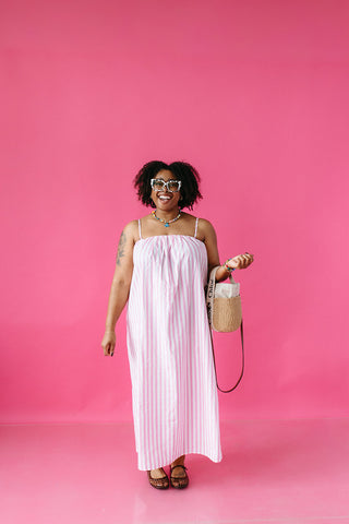 Halston Stripe Midi Dress