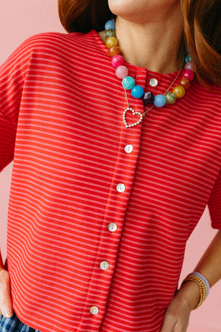 Anna Knit Stripe Button Up