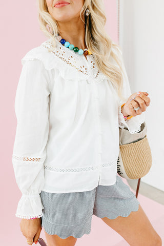 Lara Eyelet Blouse in Cream