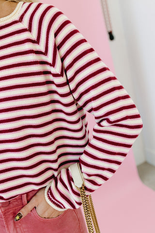 Lark Stripe Sweater in Burgundy/Pink