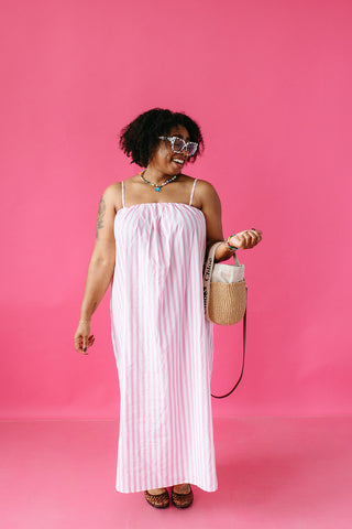 Halston Stripe Midi Dress