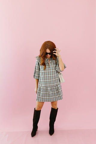 Fawn Plaid Collar Mini Dress