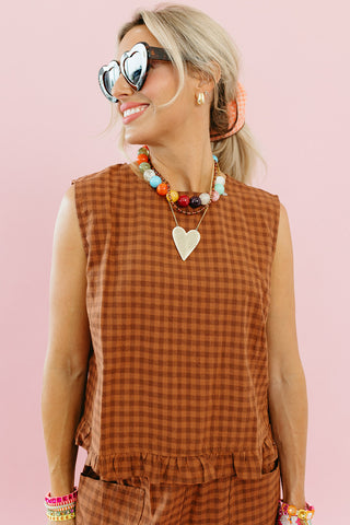 Gale Gingham Ruffle Hem Top