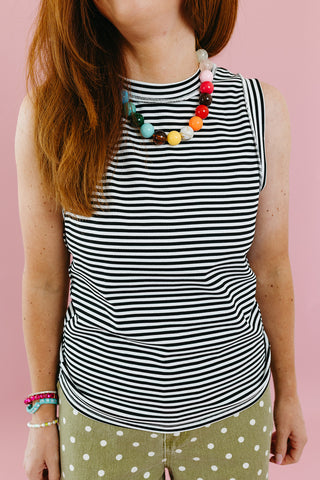Cameron Knit Tank Top In Black/White