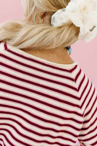Lark Stripe Sweater in Burgundy/Pink