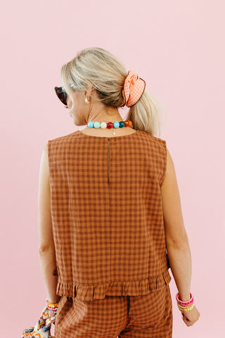 Gale Gingham Ruffle Hem Top