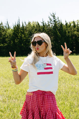 Floral Flag Quilt Tee