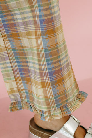 Peyton Plaid Ruffle Hem Pants