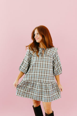 Fawn Plaid Collar Mini Dress