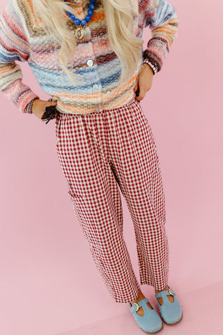 Carson Plaid Pants in Cherry/Cream