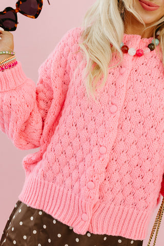 Bixby Button Up Cardigan in Punch