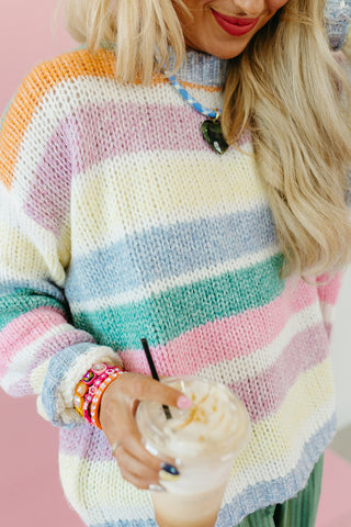 Holly Stripe Sweater in Green/Sunkist
