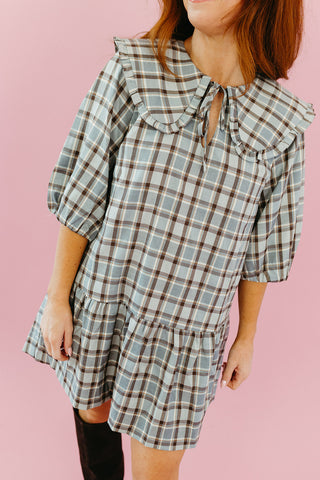 Fawn Plaid Collar Mini Dress