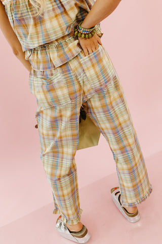 Peyton Plaid Ruffle Hem Pants