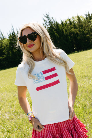 Floral Flag Quilt Tee