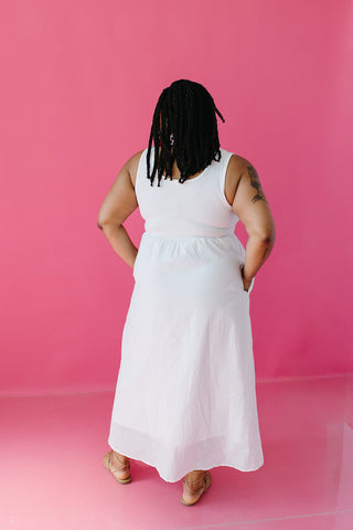 Mila Knit Button Up Midi Dress in Off White