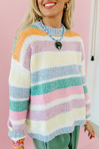 Holly Stripe Sweater in Green/Sunkist