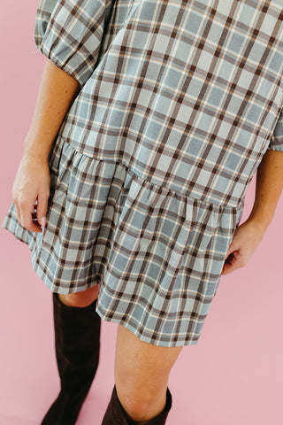 Fawn Plaid Collar Mini Dress