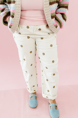 Calla Polka Dot Pants in Natural/Brown