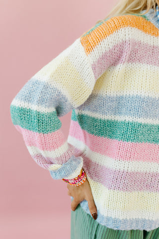 Holly Stripe Sweater in Green/Sunkist