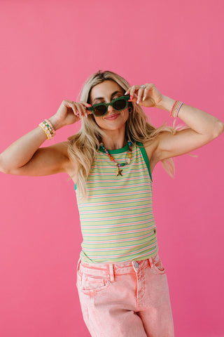 Murphy Stripe Tank in Lime/Green