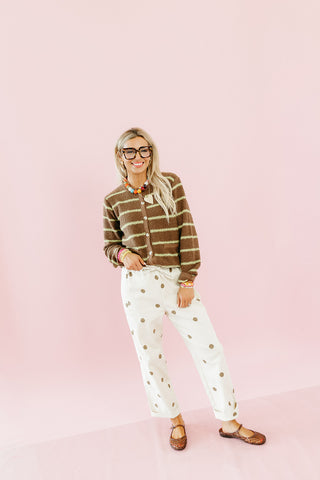 Calla Polka Dot Pants in Natural/Brown
