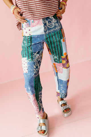 Jewel Patch Barrel Pants