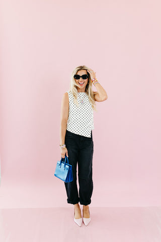 Allie Polka Dot Asymmetrical Top