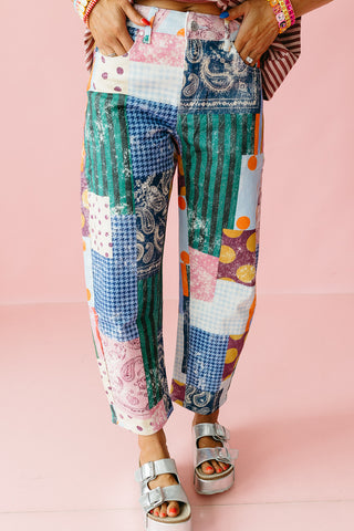 Jewel Patch Barrel Pants