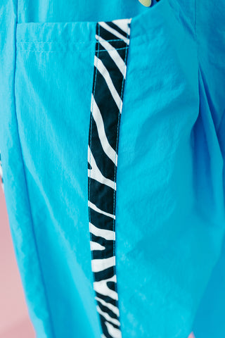 Ellie Zebra Side-Striped Pants in Aqua