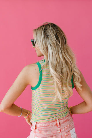 Murphy Stripe Tank in Lime/Green