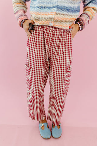 Carson Plaid Pants in Cherry/Cream