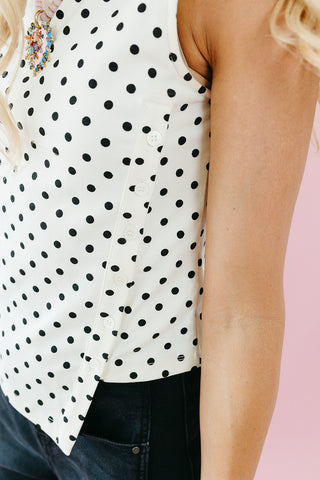 Allie Polka Dot Asymmetrical Top