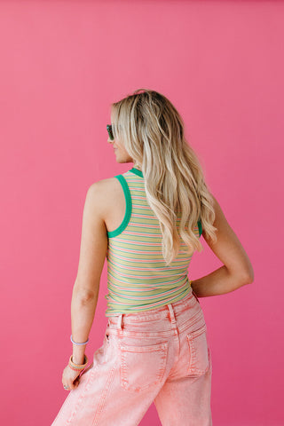 Murphy Stripe Tank in Lime/Green