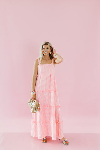 Arabella Plaid Tiered Midi Dress