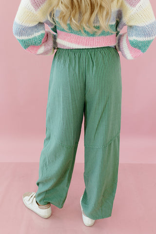 Jessie Stripe Woven Pants in Green/Navy