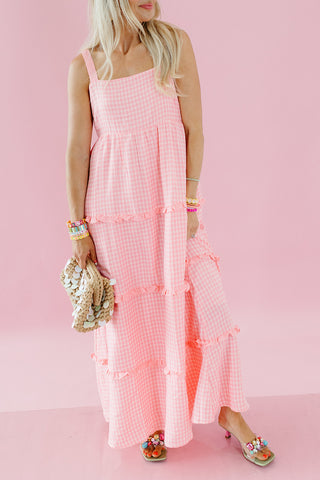 Arabella Plaid Tiered Midi Dress