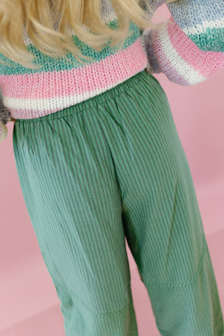 Jessie Stripe Woven Pants in Green/Navy