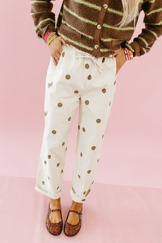 Calla Polka Dot Pants in Natural/Brown