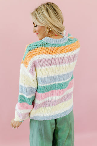 Holly Stripe Sweater in Green/Sunkist